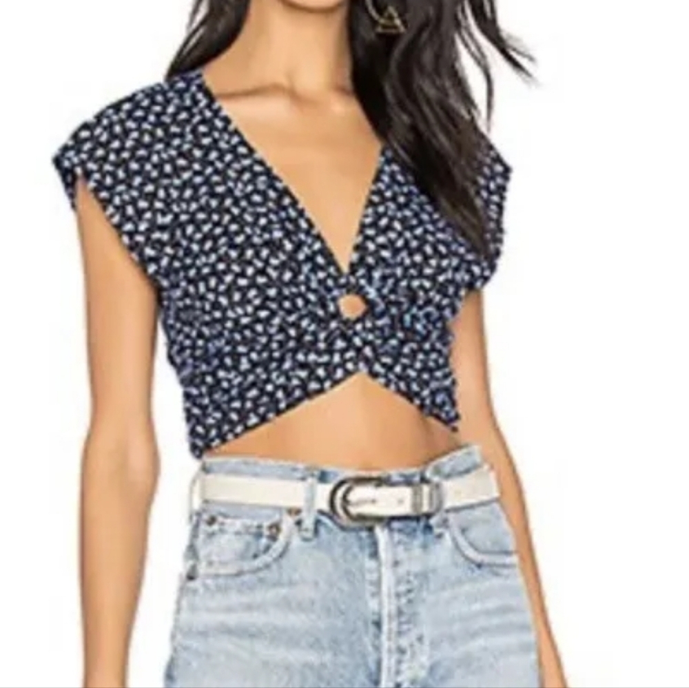 Free People Havana Honey V neck woven crop top heart